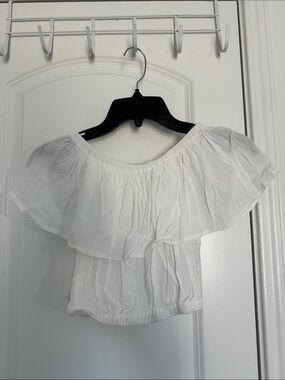 Forever 21 White Ruffled Off-Shoulder Blouse